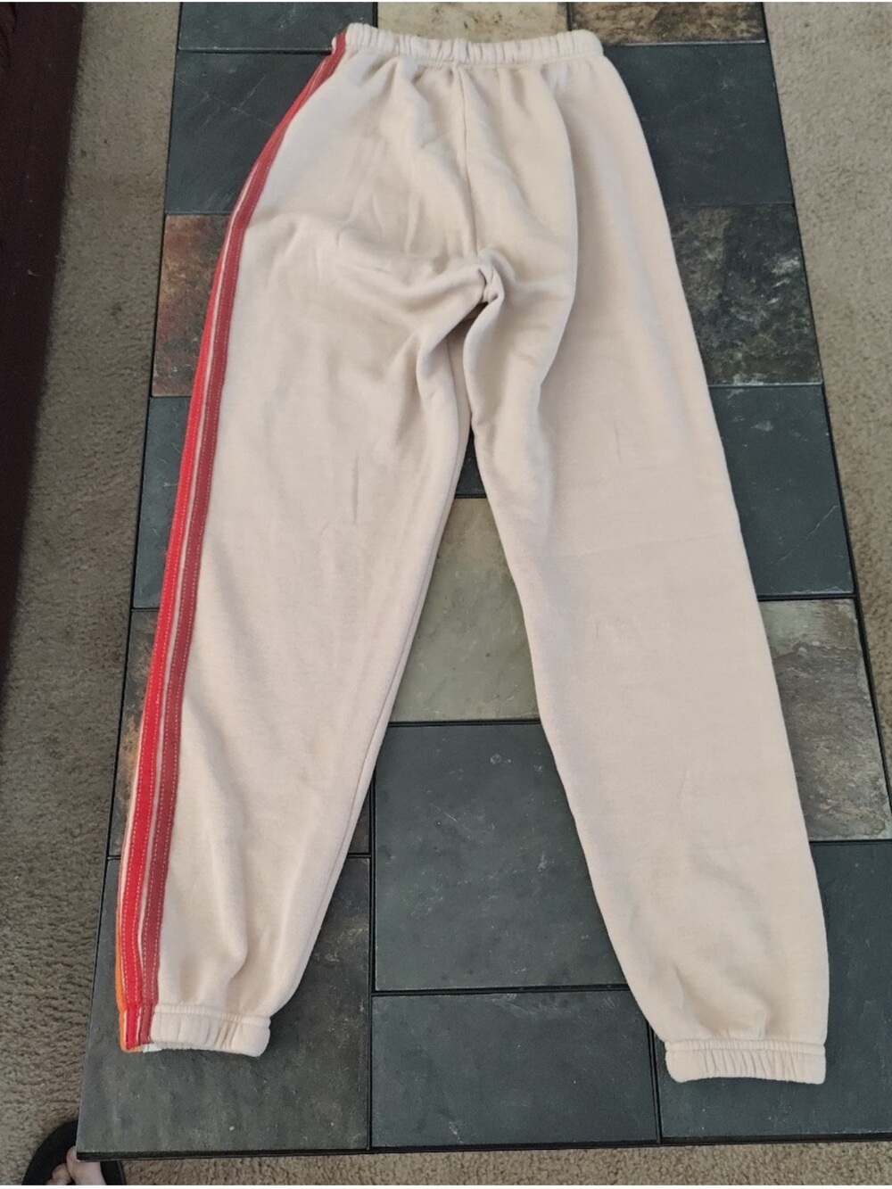 Aviator Nation Beige Track Pants with Rainbow Side Stripes - Picture 2 of 7